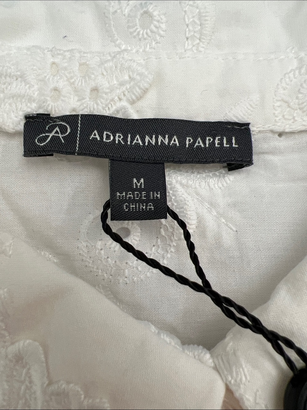 Adrianna Papell White Eyelet Embroidered Cotton Blouse M - Picture 12 of 16